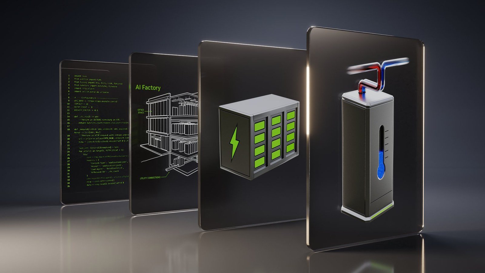 Grafika Nvidii DSX Ready: fabryka AI, magazyn energii i jednostka chłodzenia cieczą