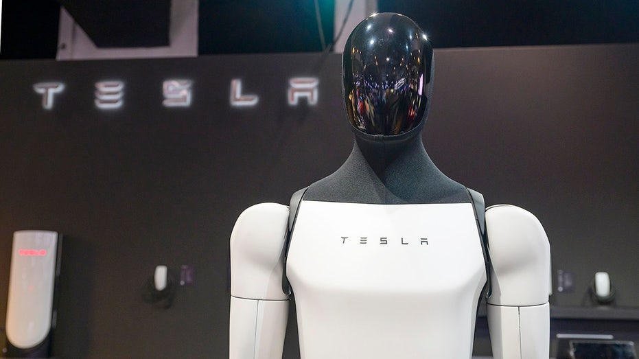 Tesla Optimus — zbliżenie torsu i głowy