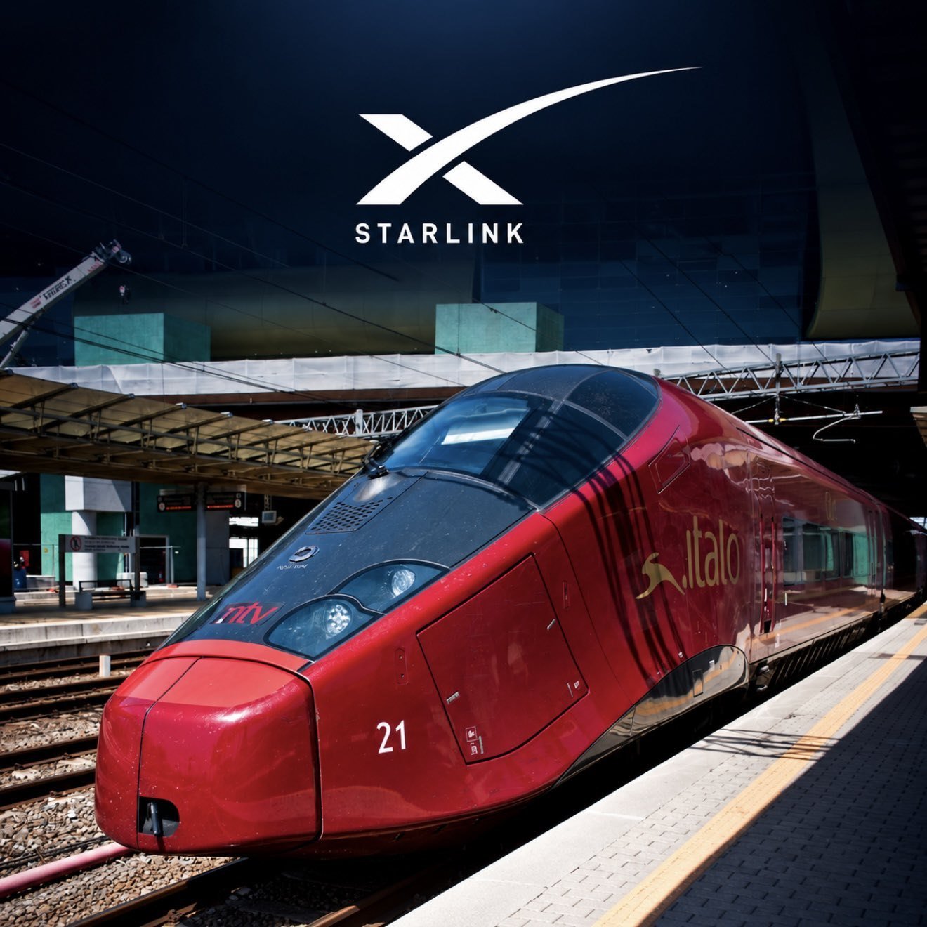 Grafika: Starlink na włoskich pociągach 300 km/h, 192 Mbps