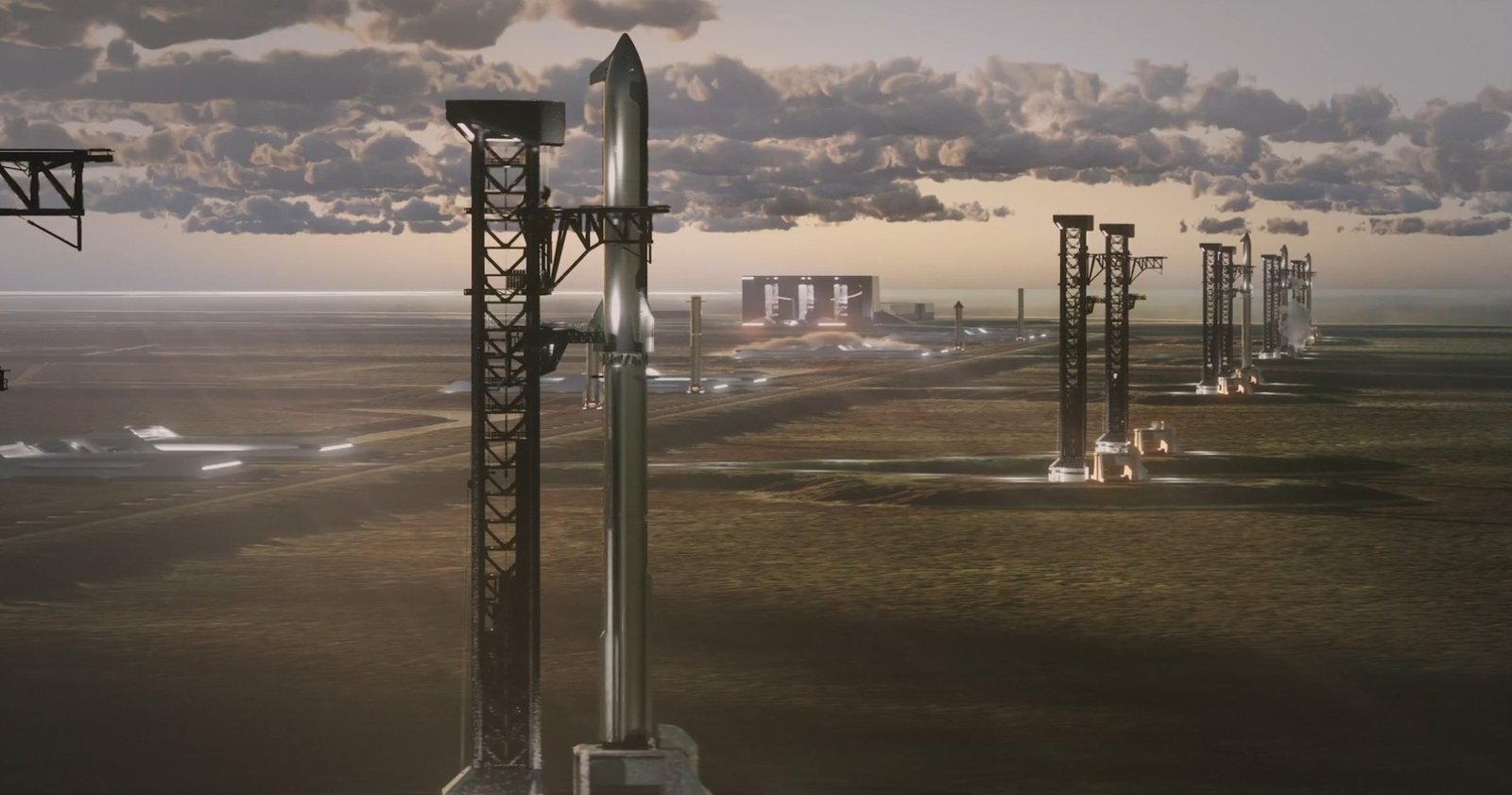 Widok z lotu ptaka na planowany kompleks startowy Starbase Louisiana